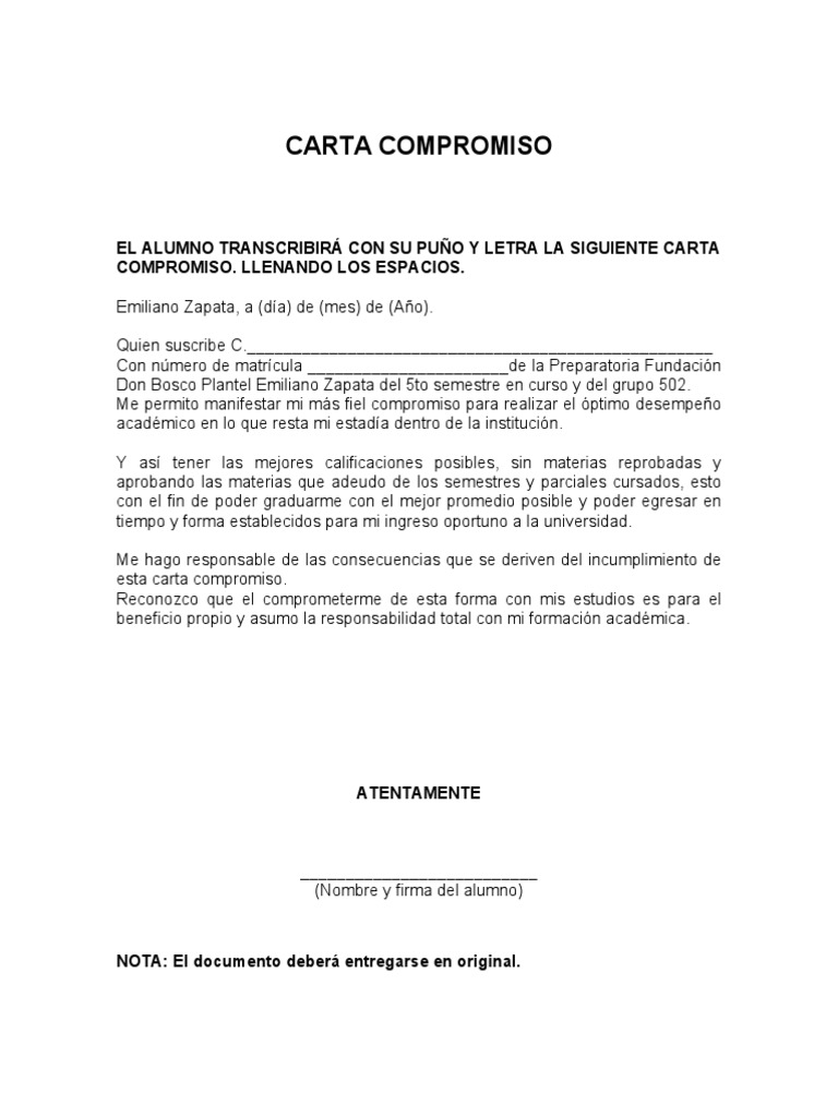 Carta Compromiso | PDF