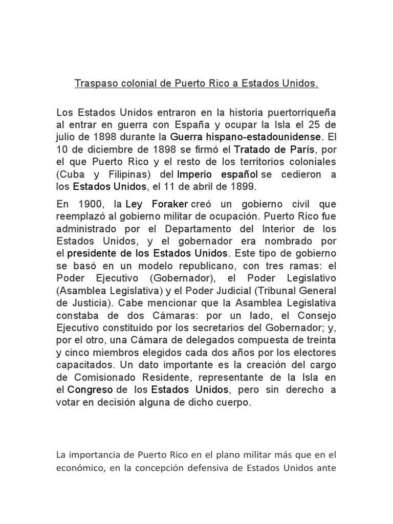 Traspaso Colonial de Puerto Rico | PDF | Puerto Rico | Los Estados Unidos