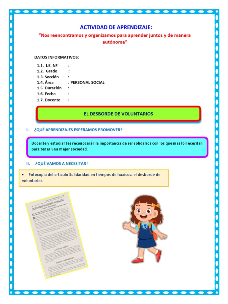 Sesion de Clase Personal Social | PDF | Evaluación | Aprendizaje