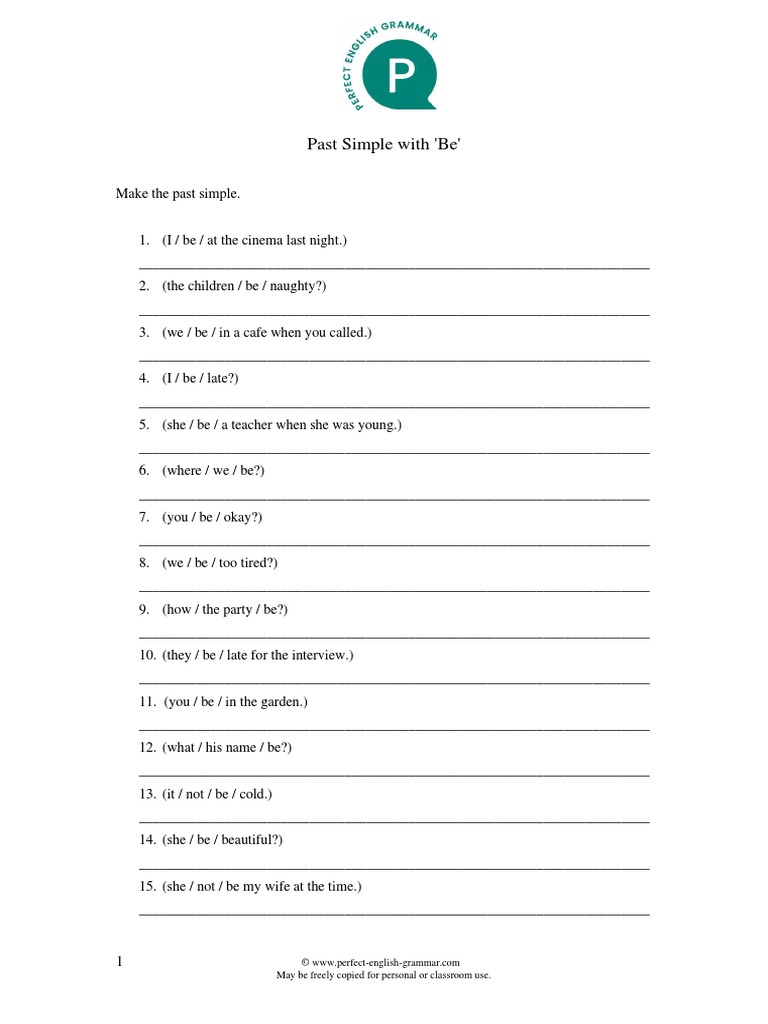 Past Simple Form With Be Mixed Exercise | PDF