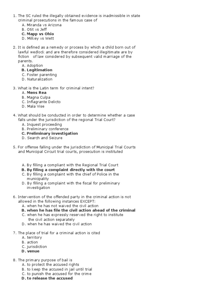 Criminal Law and Evidence Quiz | PDF | Evidence (Law) | Evidence