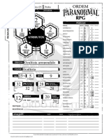 Ficha de agente com perícias e dados de personagem