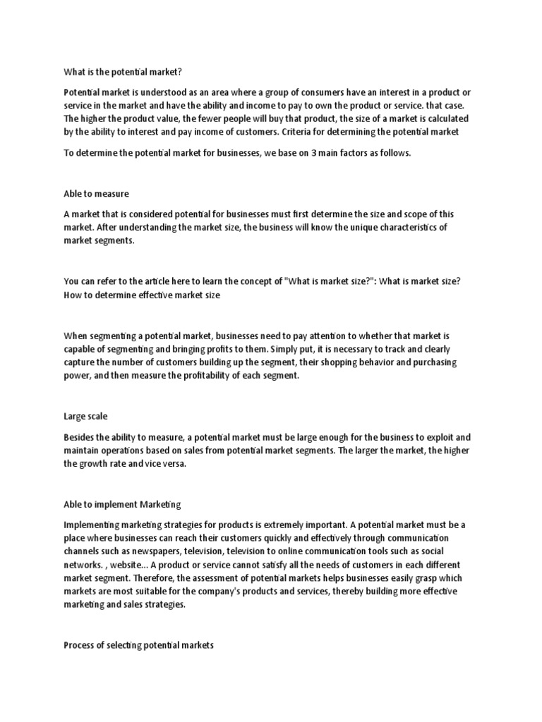 What Is The Potential Market | PDF | Marketing | Market (Economics)