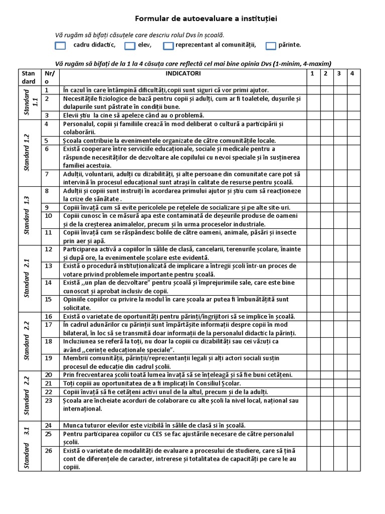 Formular de Autoevaluare | PDF