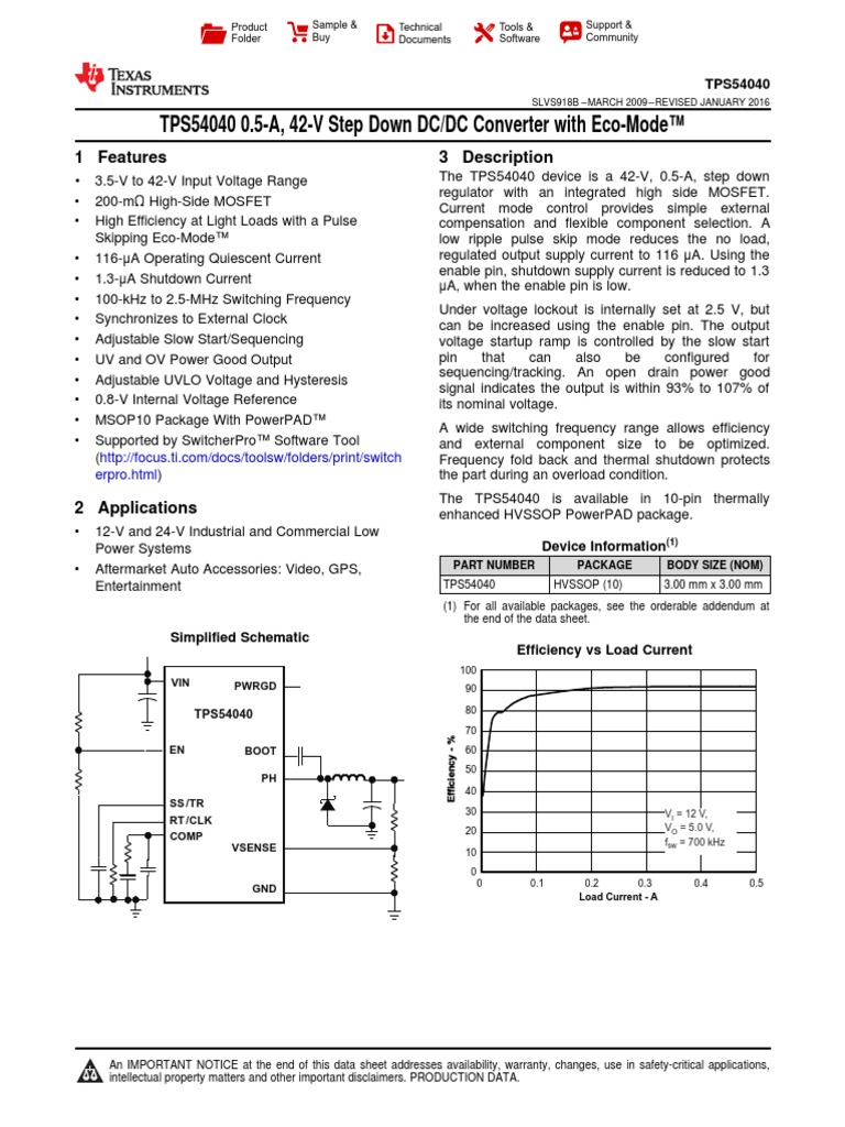 Tps 54040 | PDF | Amplifier | Electrostatic Discharge