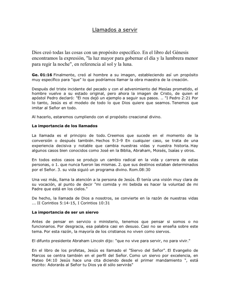 Llamados A Servir Evangelio De Juan Jesus scribd