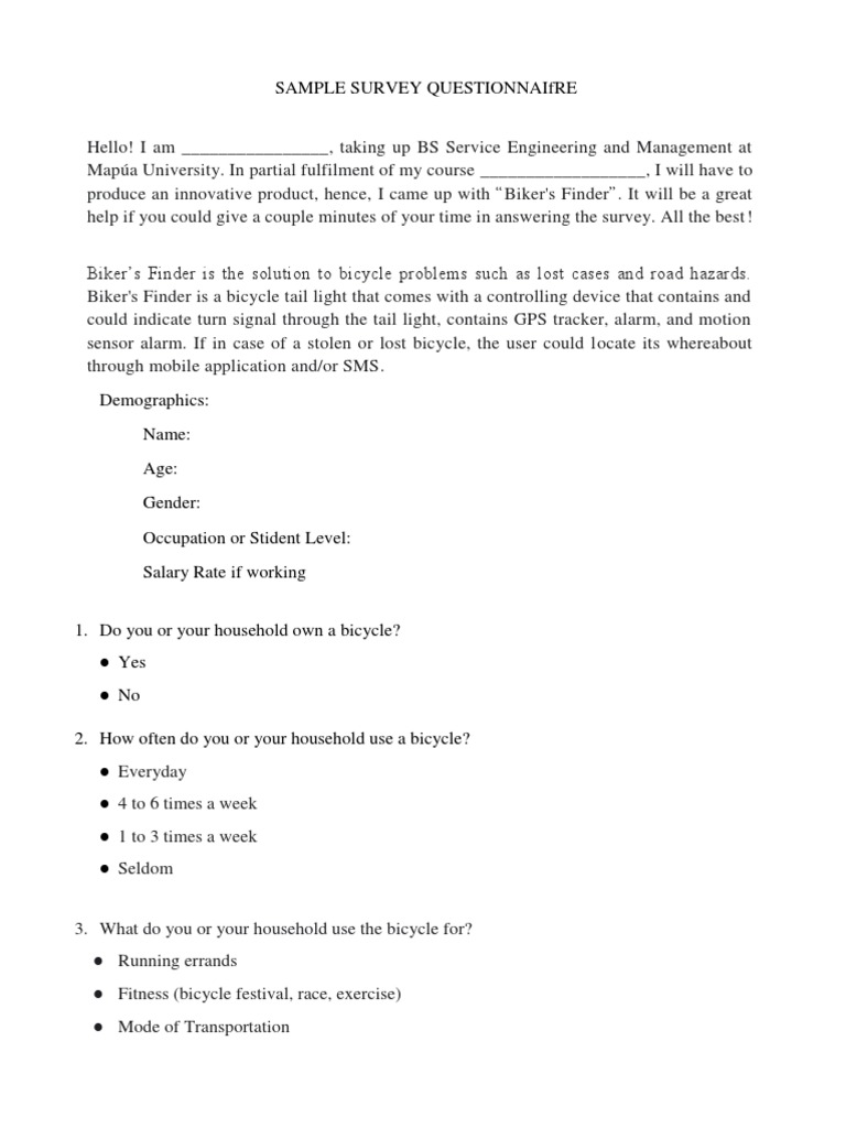 IE103 - Sample Marketing Survey | PDF | Computer Engineering ...