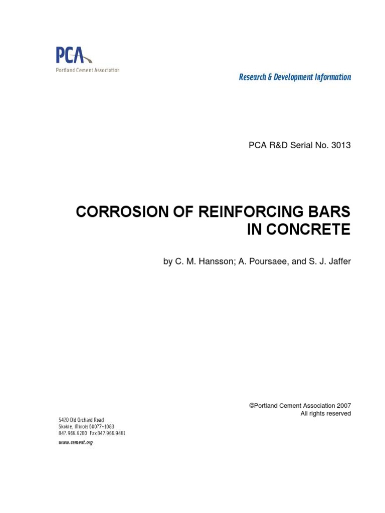 Corrosion of Reinforcing Bars in Concrete Paper | PDF | Corrosion ...
