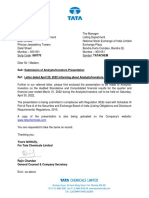 Sub: Submission of Analysts/Investors Presentation Ref: Letter Dated April 20, 2022 Informing About Analysts/Investors Call