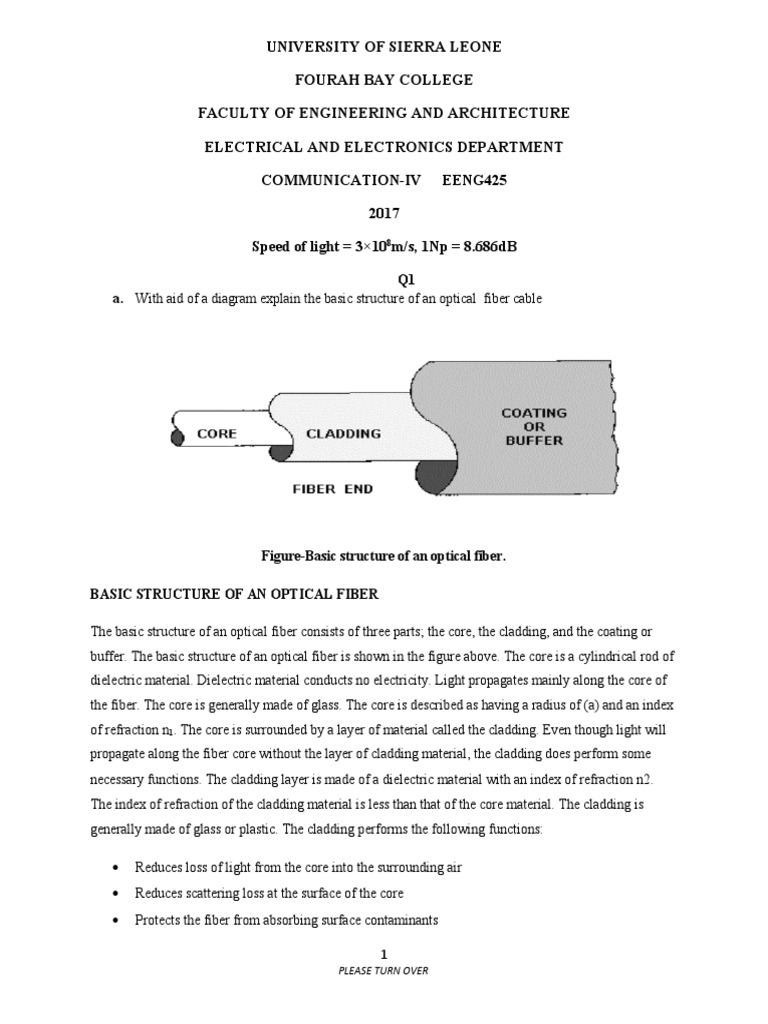 Optical Communication Past Questions and Solutions | PDF | Optical ...