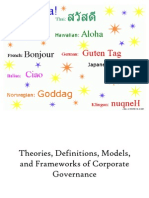 Theories, Definitions, Models, and Frameworks of Corporate Governance