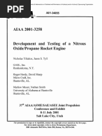 Development and Testing of A Nitrous Oxide Propane Rocket Engine