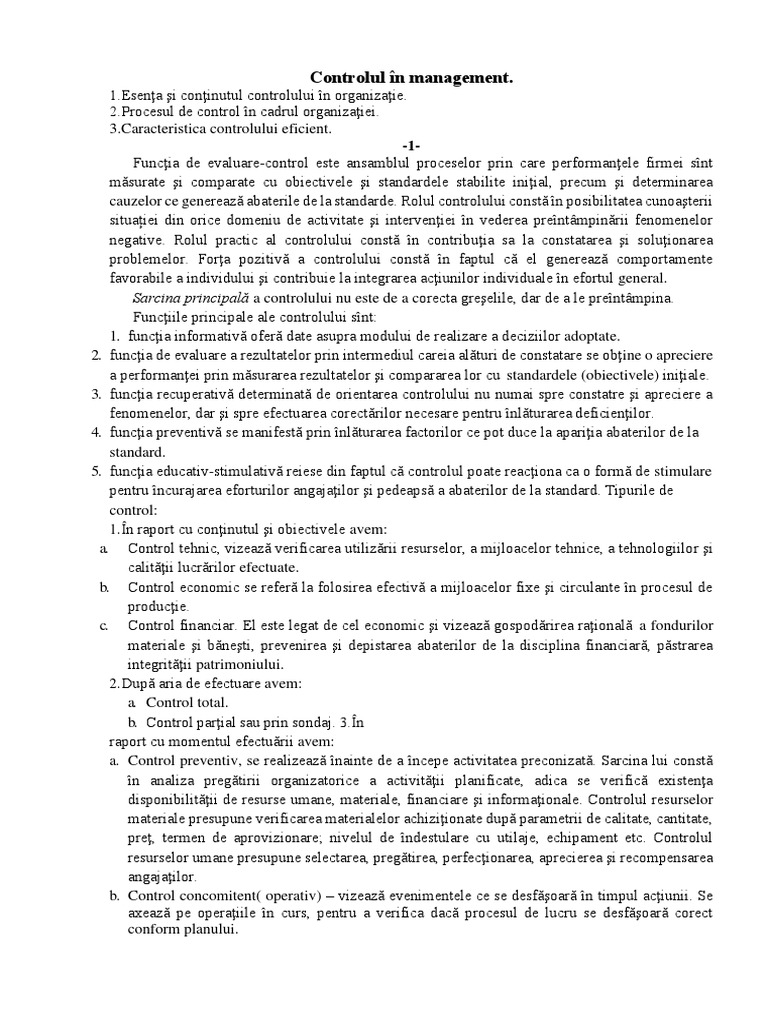 Controlul În Management | PDF