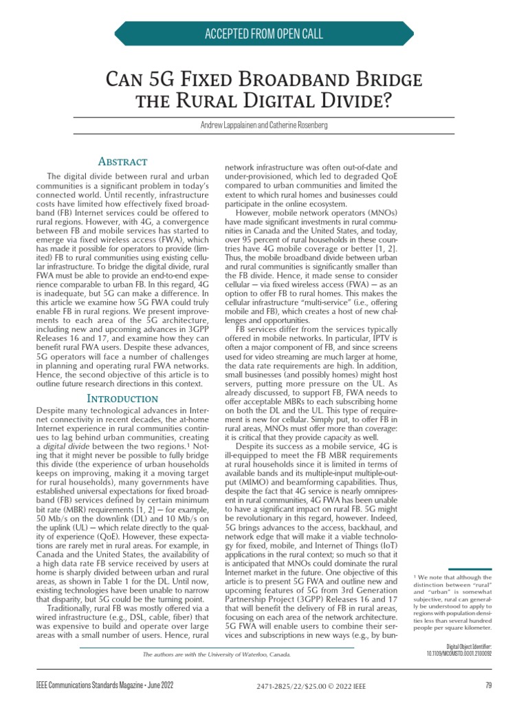 Can 5G Fixed Broadband Bridge The Rural Digital Divide | PDF | Duplex ...