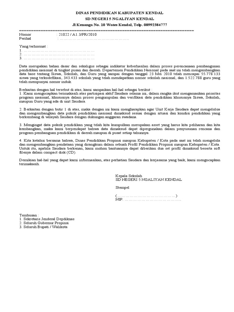 2 Contoh Surat Resmi SD Kelas 5 | PDF