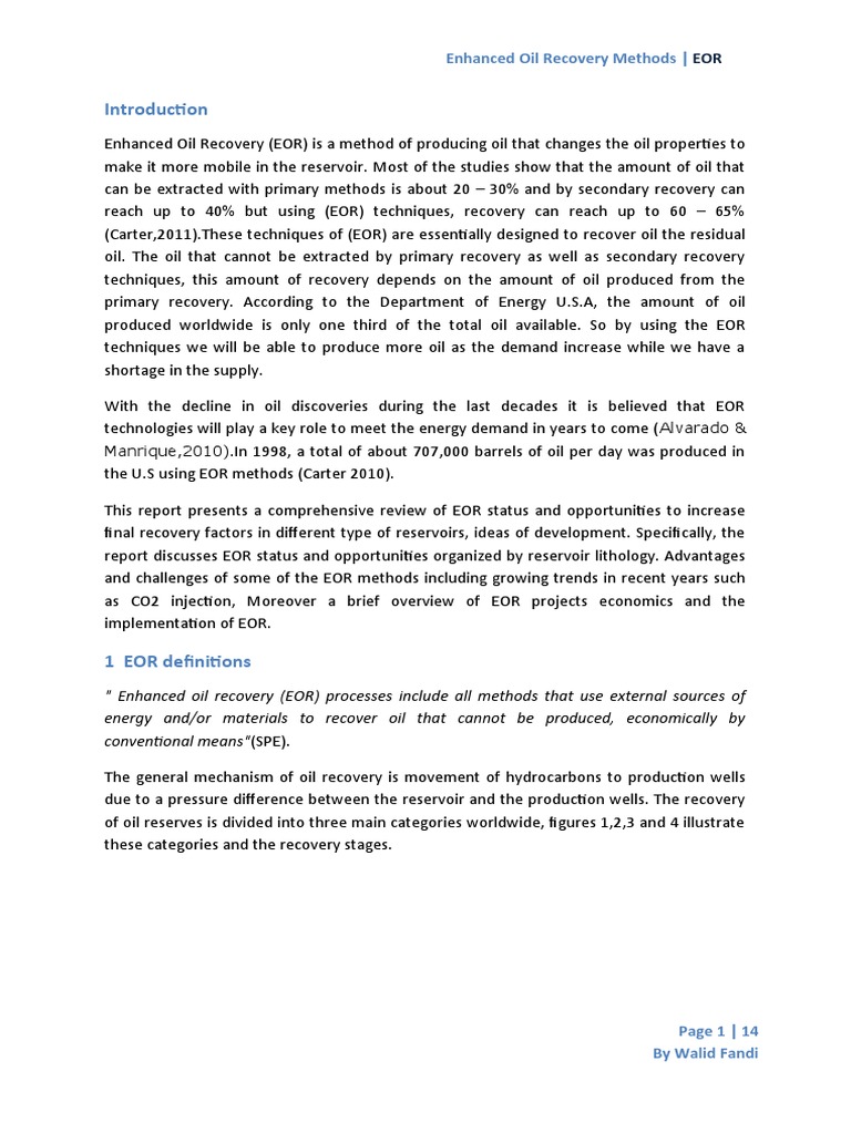 Enhanced Oil Recovery Methods | PDF | Enhanced Oil Recovery ...