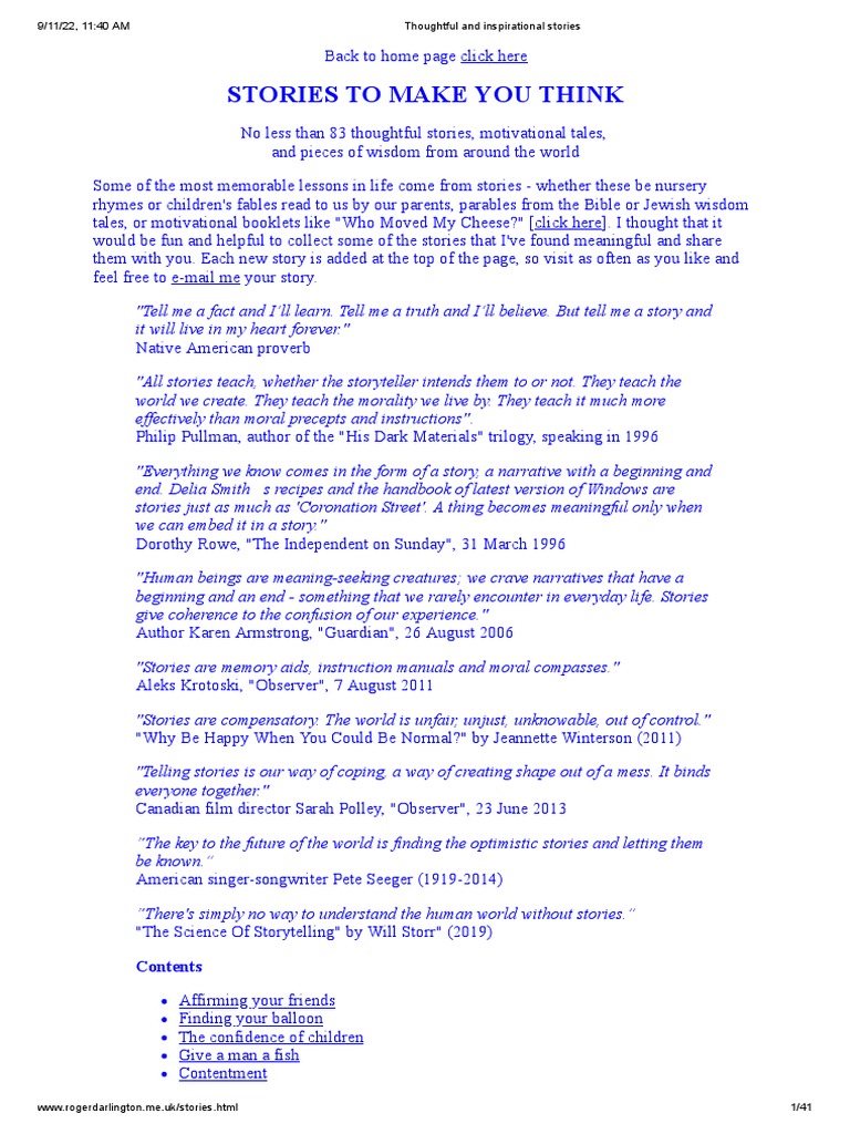 Thoughtful and Inspirational Stories+ | PDF | Wound | Nursing