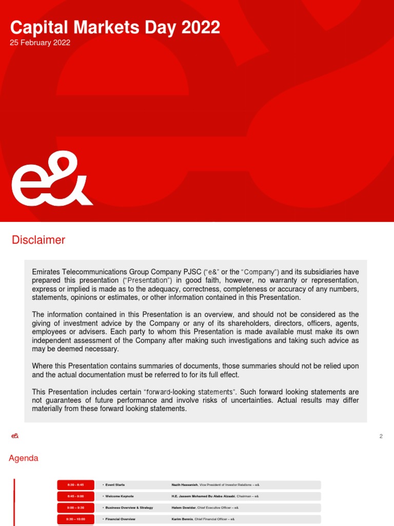 Etisalat Group Capital Markets Day 2021 PDF Mergers And Acquisitions Sustainability