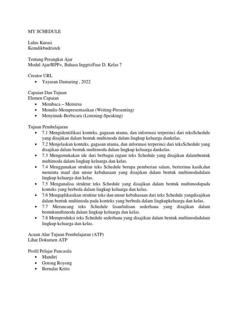 My Schedule Pdf