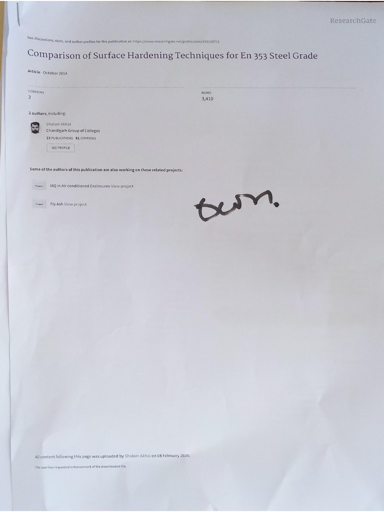 Comparison of Surface Hardening Techniques For en 353 Steel Grade PDF