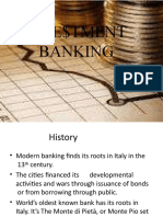 INVESTMENT BANKING HISTORY AND FUNCTIONS