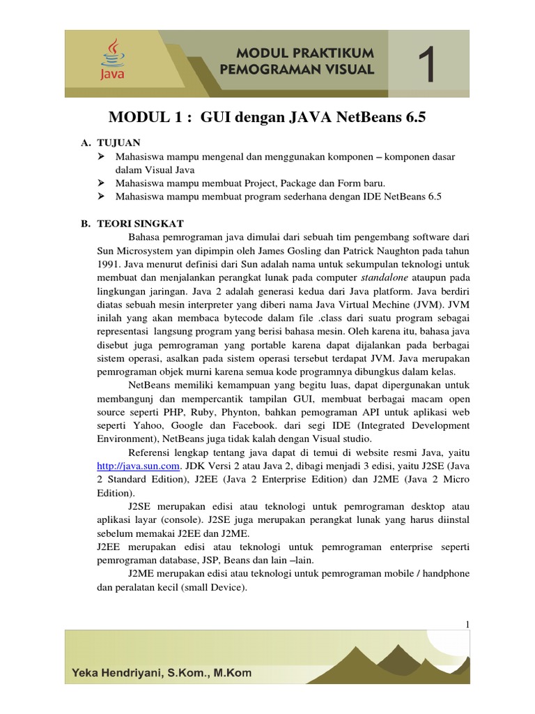 GUI Java dengan NetBeans 6.5: Panduan Praktikum | PDF | Seni | Komputer