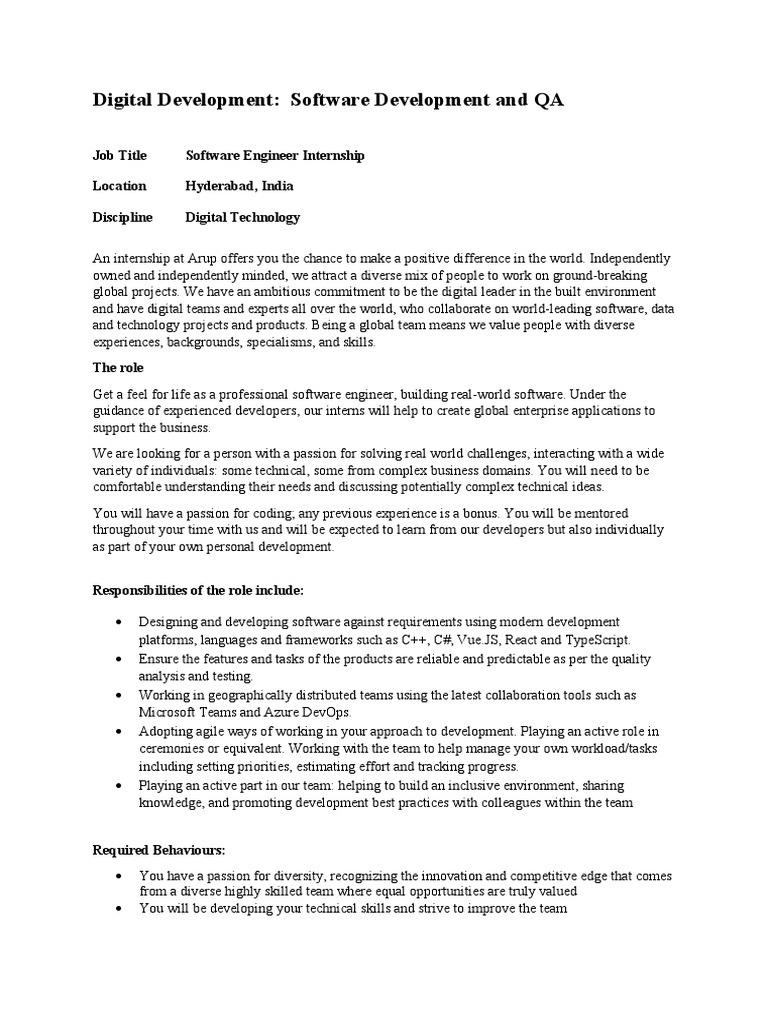 JD Software Development and QA PDF Software Communication