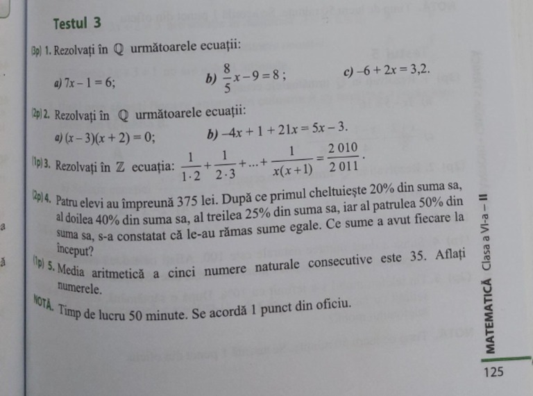 Test Mate Clasa 6 | PDF
