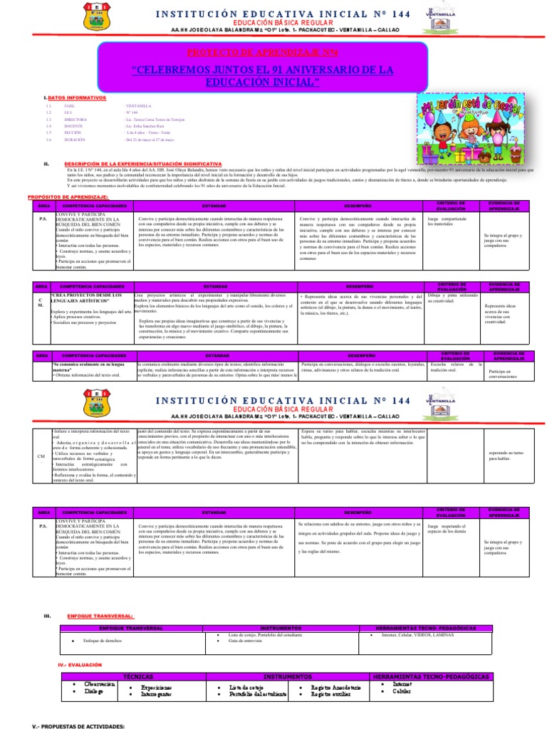 PROYECTO Educacion Inicial | PDF | Educación de la primera infancia ...