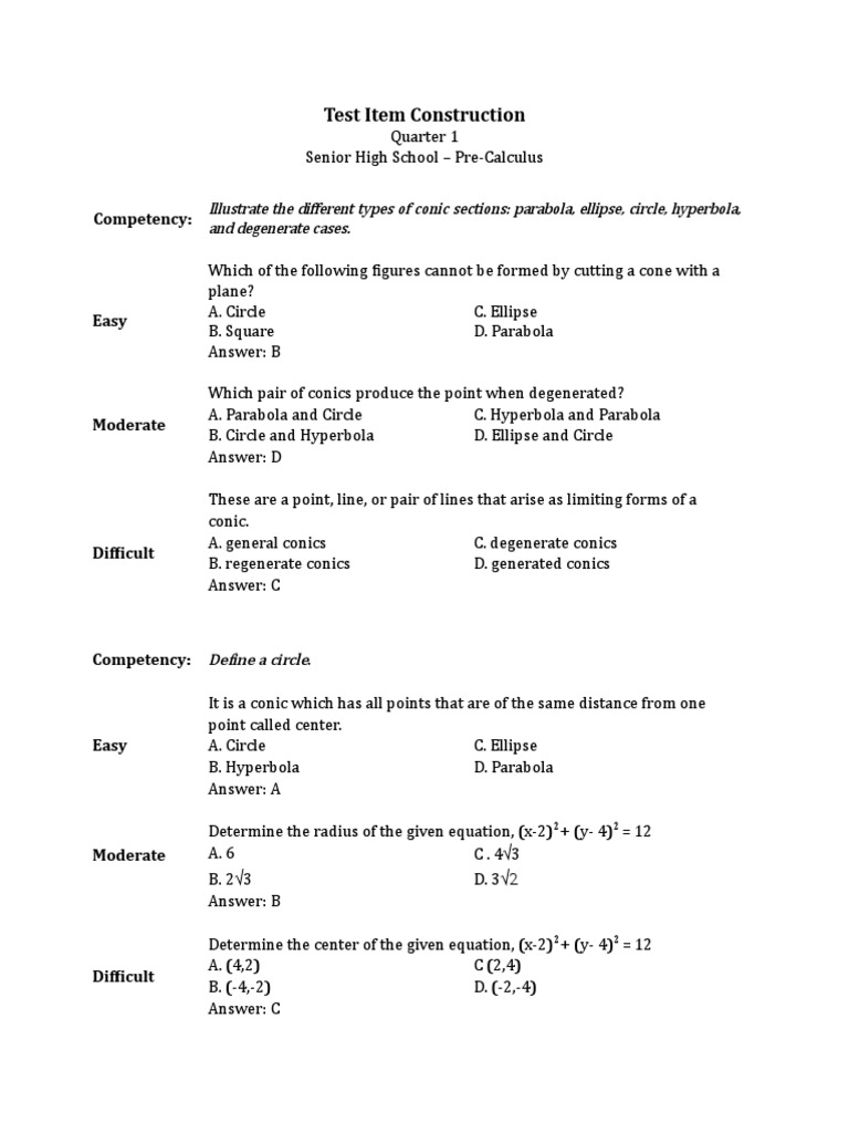 Pre Calculus | PDF | Ellipse | Teaching Mathematics