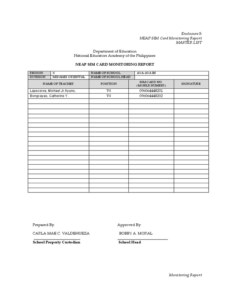 Enclosure 5 Sample | PDF