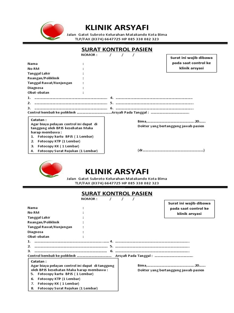 Surat Kontrol Klinik | PDF