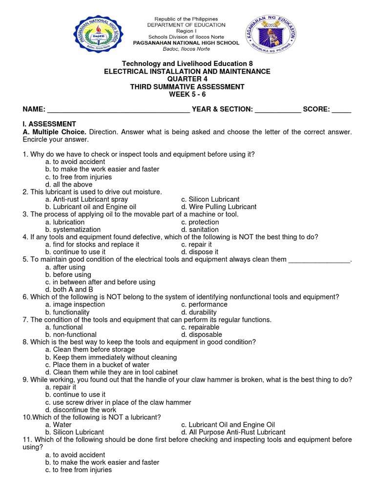 3rd Summative Assessment Pdf Lubricant Motor Oil