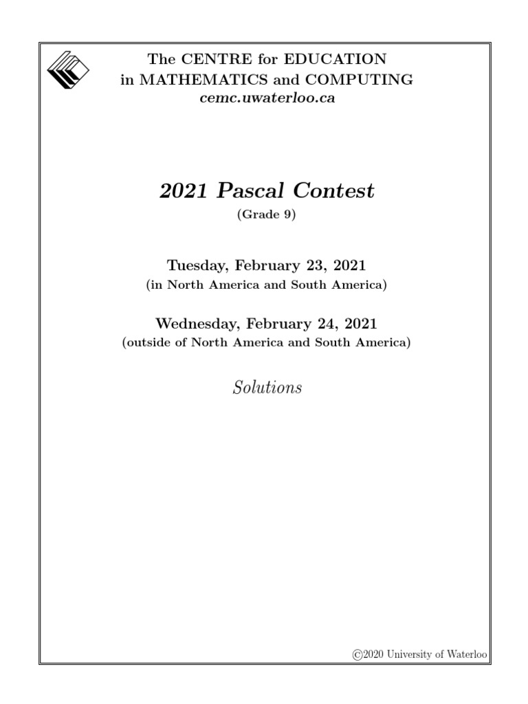 2021 Pascal Solution | PDF | Area | Numbers