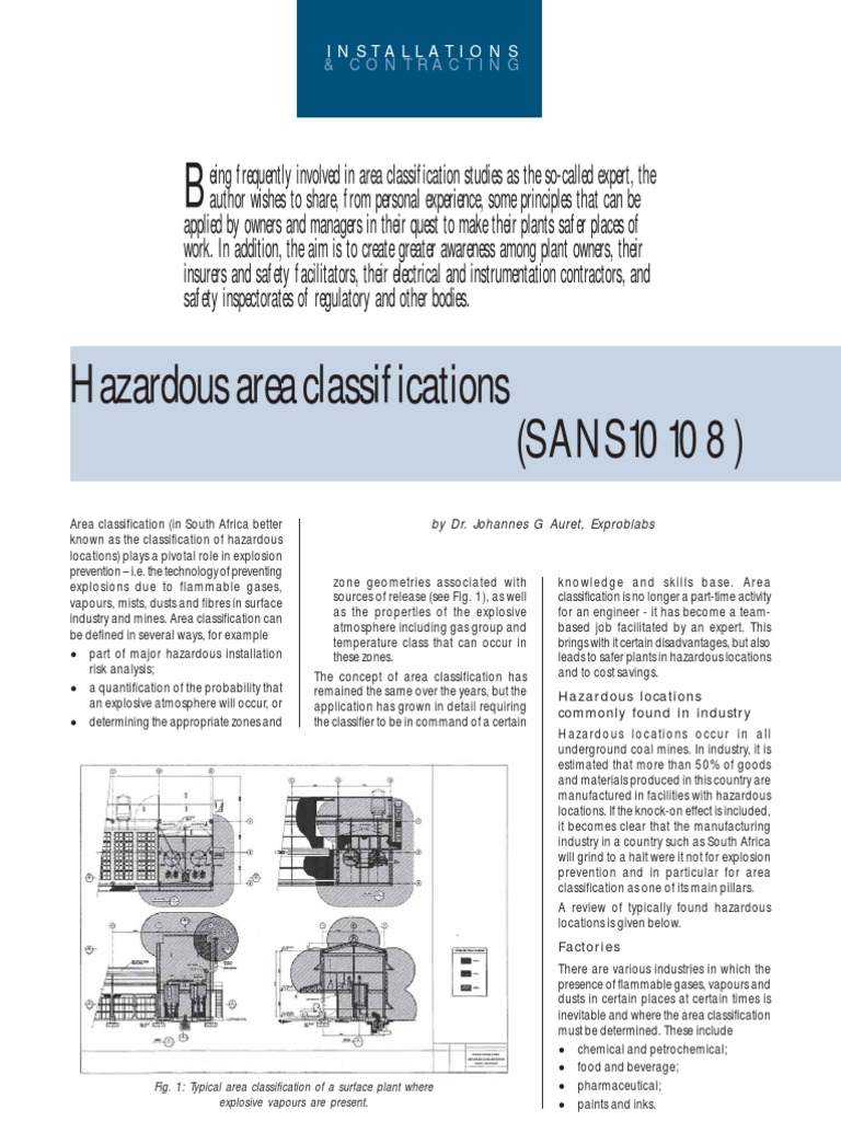 Hazardous Area Classifications (SANS10108) PDF Risk Management Mining