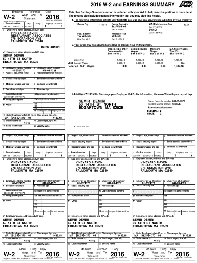 Semir Demiri 50 14Th ST North Edgartown Ma 02539 PDF Irs Tax Forms