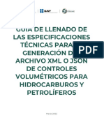 Guía de Llenado de Las Especificaciones Técnias para La Generación de Archivos XML y JSON de Controles Volumétricos