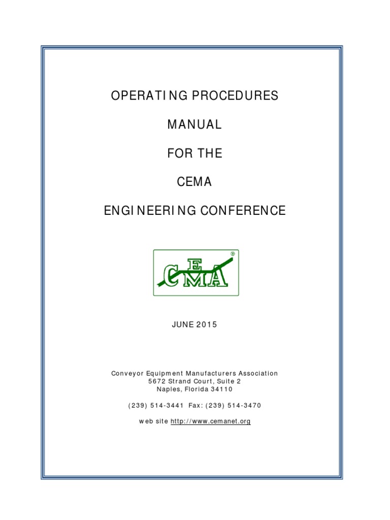 Operating Procedures Manual For The Cema Engineering Conference PDF