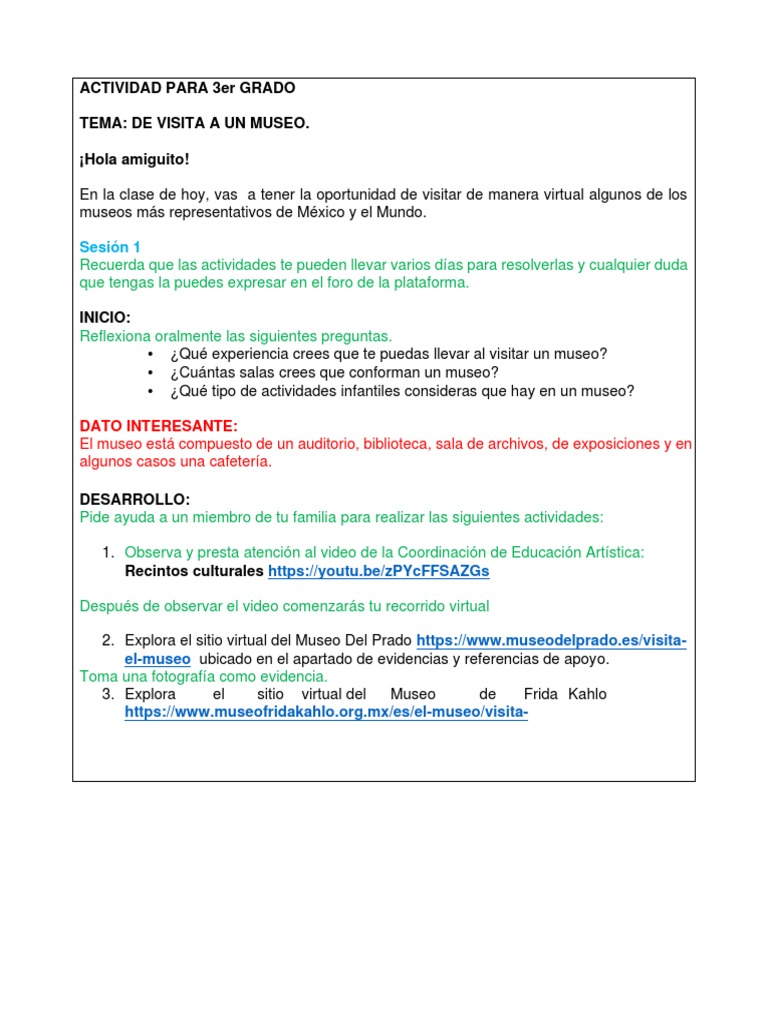 Actividad Para 3er Grado Pdf