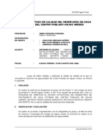 Informe de Estado de Calidad Del Reservorio de Agua Potable Del Centro Poblado Aguas Verdes