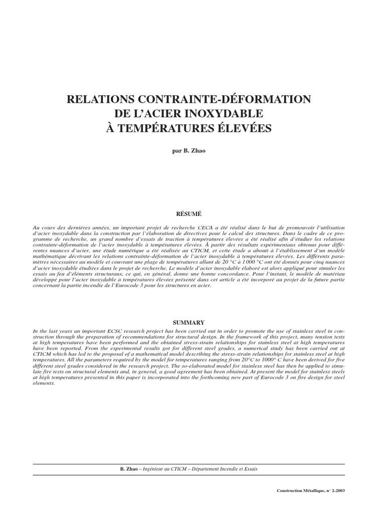 Relations contrainte-déformation acier inoxydable | PDF | Résistance ...