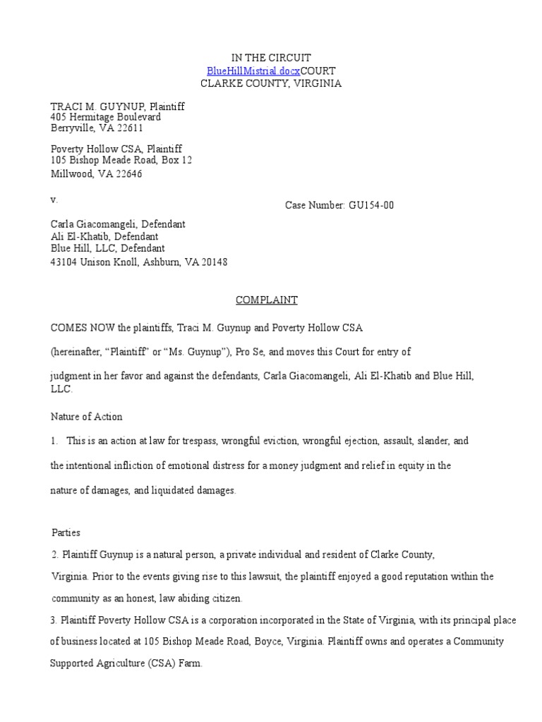 Blue Hill Complaint 2 PDF Defamation Damages