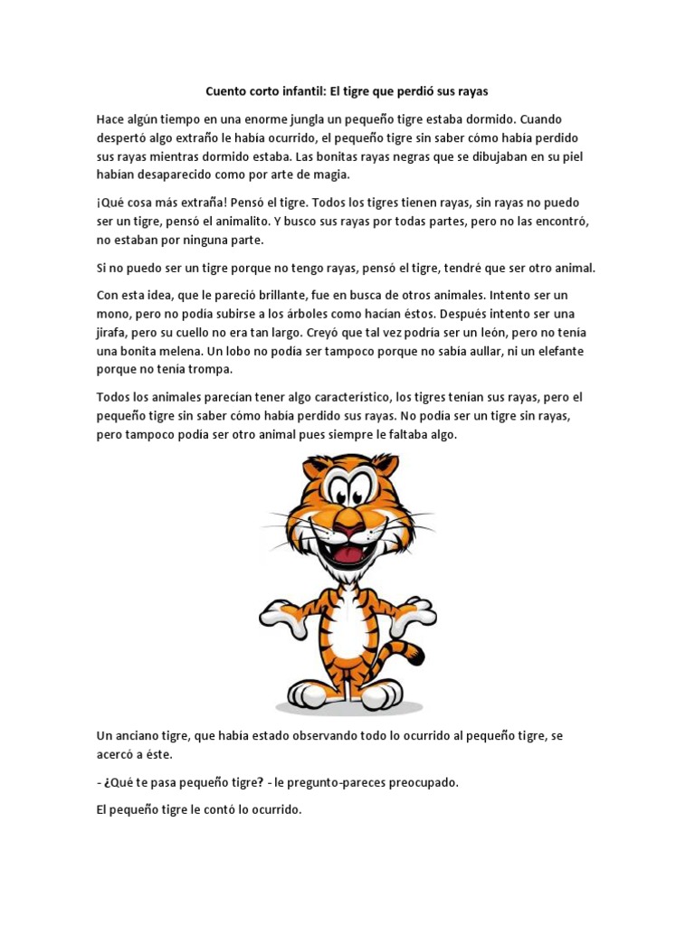 Cuento. EL TIGRE QUE PERDIO SUS RAYAS | Descargar gratis PDF | Tigre | León