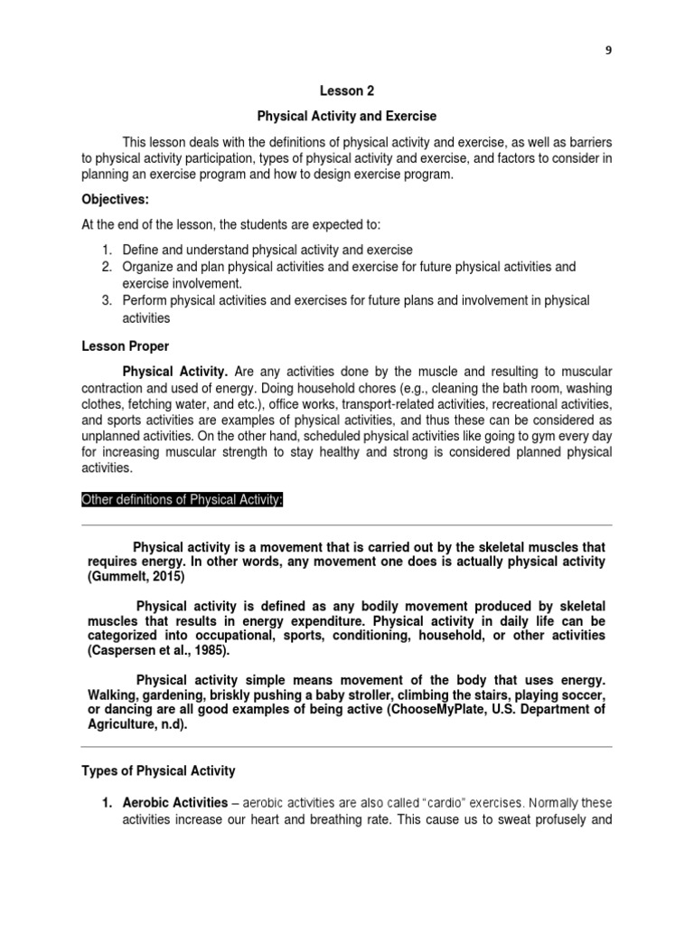 H.O.P.E. 1 Lesson 2 PDF Strength Training Physical Fitness