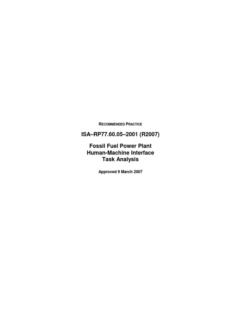 ISA-RP77.60.05-2001 (R2007) - Fossil Fuel Power Plant Human-Machine ...