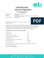Certificado de Garantia LAMINA DE SEGURIDAD - Caminos