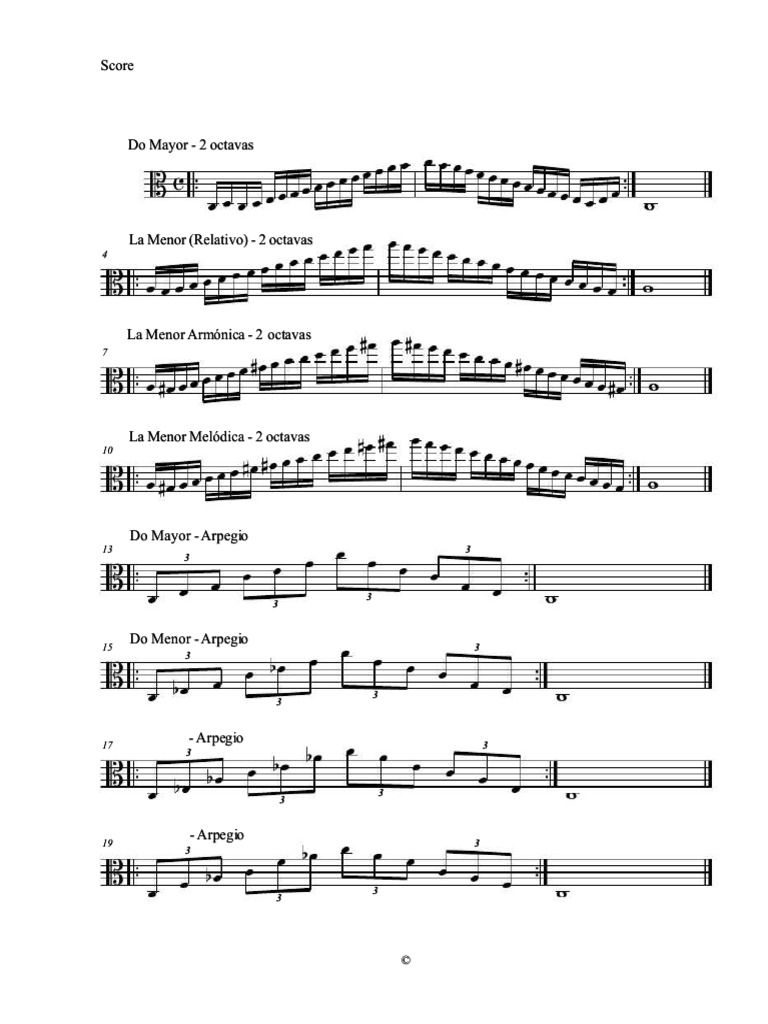 Qdoc - Tips - Escalas para Viola A 2 y 3 Octavas | PDF | Escala menor ...
