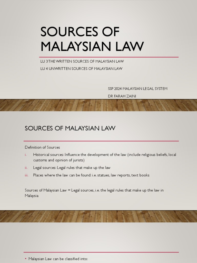LU 34 Sources of Malaysian law PDF Precedent Malaysia