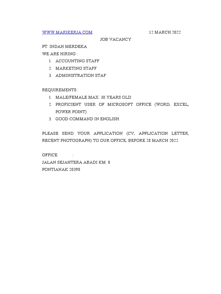 Job Vacancy | PDF