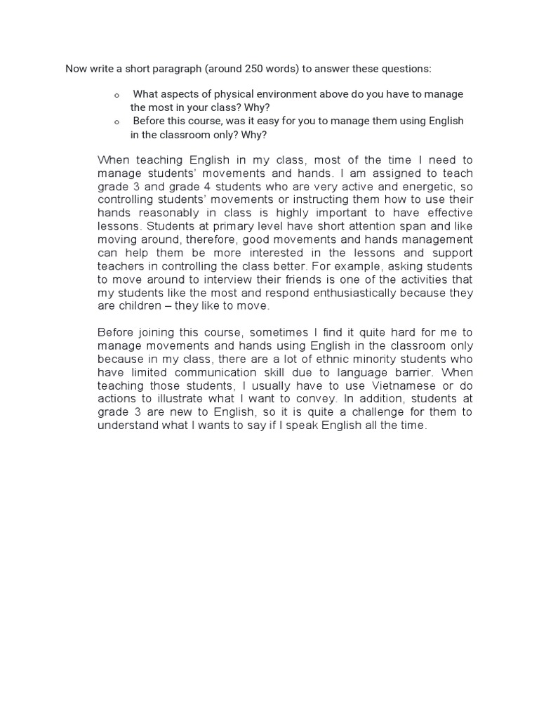 Managing Classroom Movement in ESL | PDF